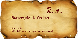 Rusznyák Anita névjegykártya